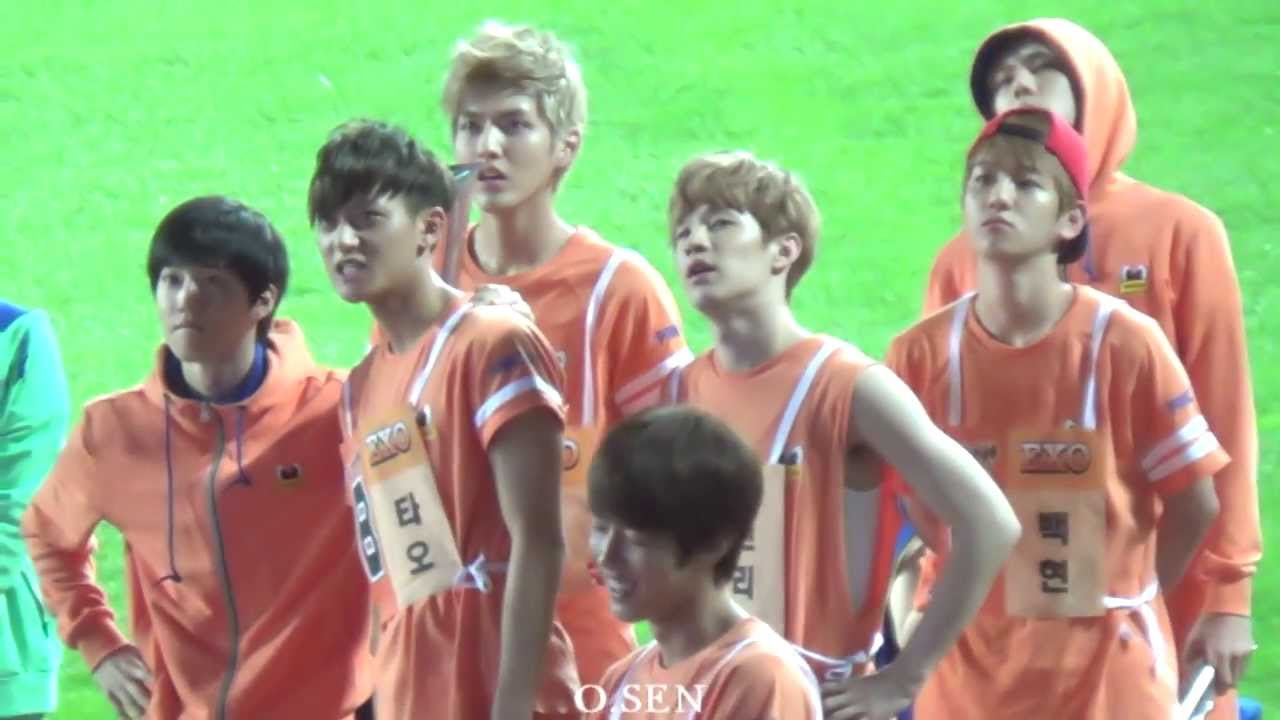 130903 idol championship exo 타오 높이뛰기 응원하는 엑소 (sehun, suho focus)