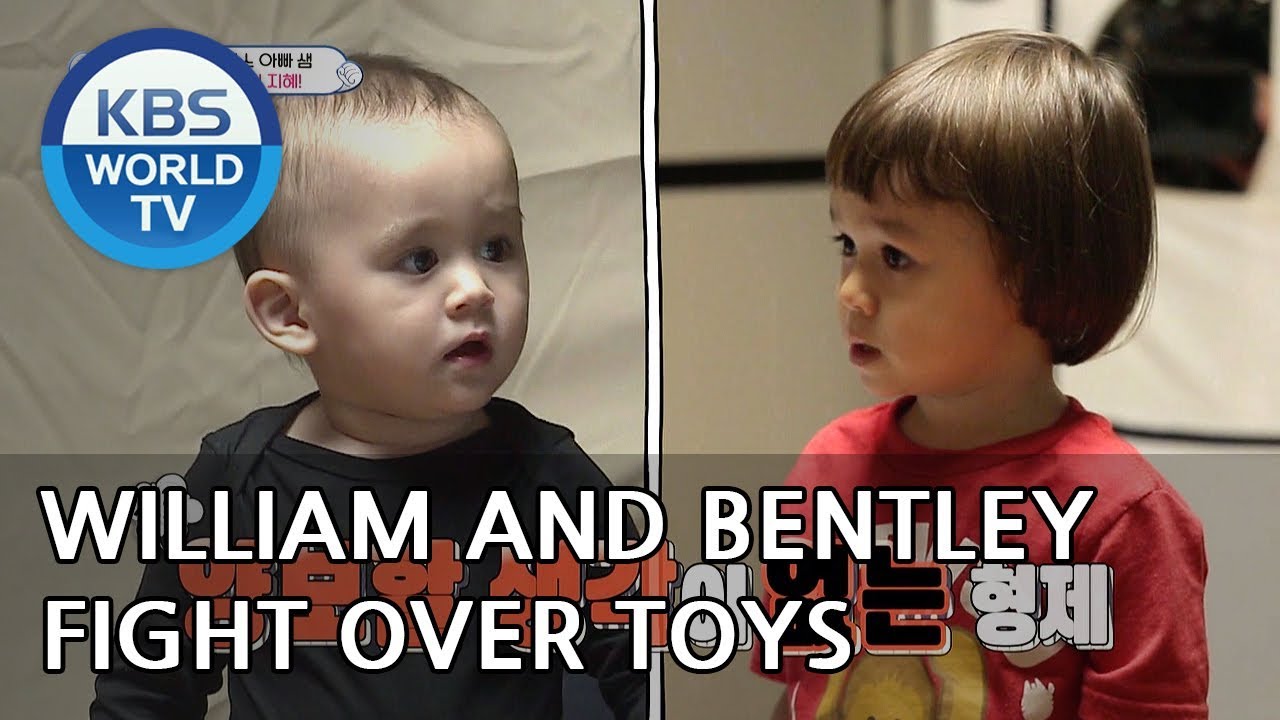 William and Bentley fight over toys 