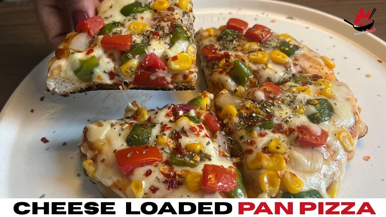 CHEESE LOADED PAN PIZZA🍕|| No Oven No Yeast || By Swadcraft #panpizza #viral #recipe #cheesepizza 