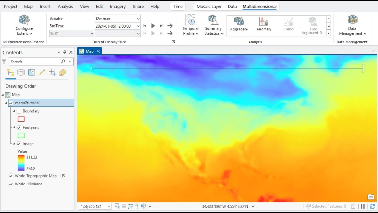 Tutorial: How to Create a NetCDF Mosaic in ArcGIS Pro using NASA MERRA- 2 Data