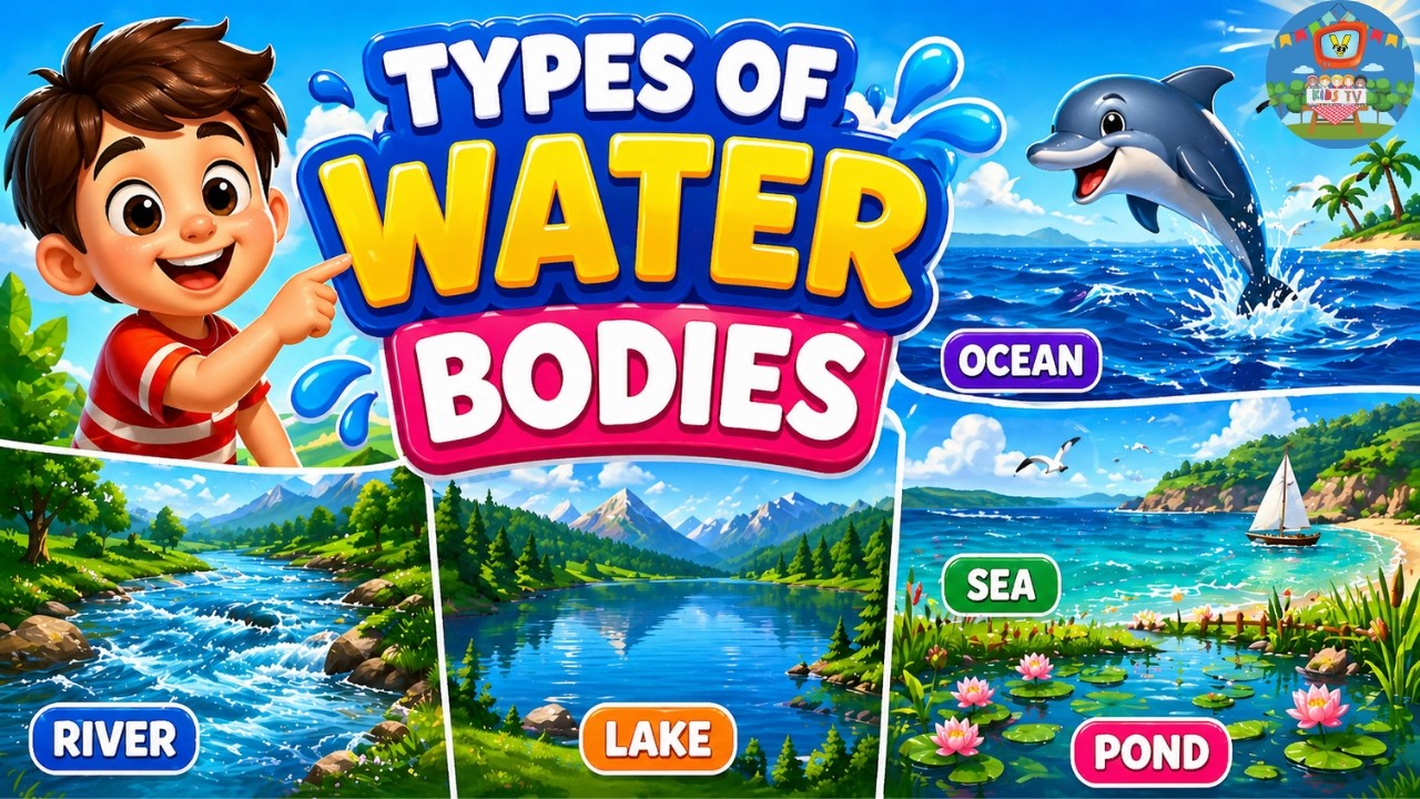 Types Of Water Bodies | Water bodies name | Water Bodies for Kids | Types of Waterforms for kids