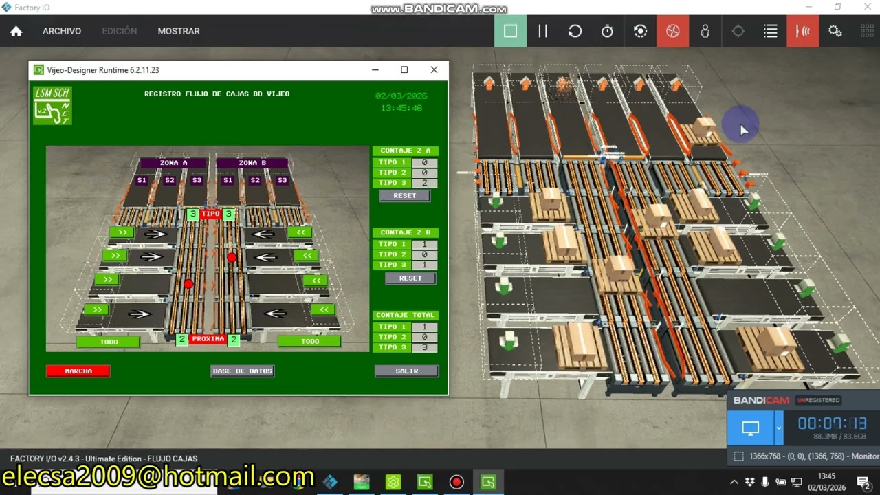 FACTORY IO CONTROL DE FLUJO DE PAQUETES (Schneider) P4