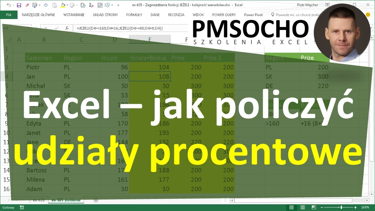 excel-574 - Udziały procentowe - jak policzyć