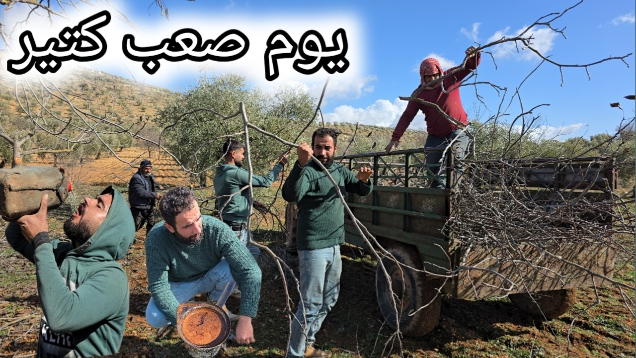 يوم عمل جديد مع شباب ضيعتنا | حملنا الحطب اليابس بالمساعدة مع الكل | تعبنا كتير😪