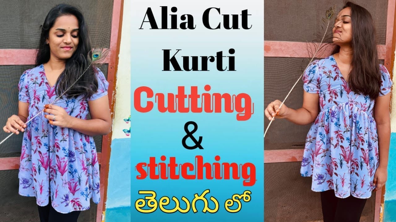 Alia cut short kurti cutting and stitching full video ||easy methods || easy stitching ideas at home