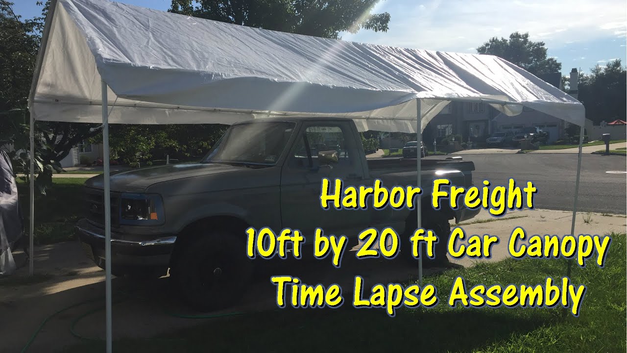 Harbor Freight 10 ft by 20 ft Car Canopy Time Lapse Assembly by @GettinJunkDone