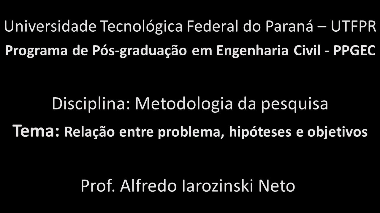 A rela&ccedil;&atilde;o entre problema, hip&oacute;teses e objetivos