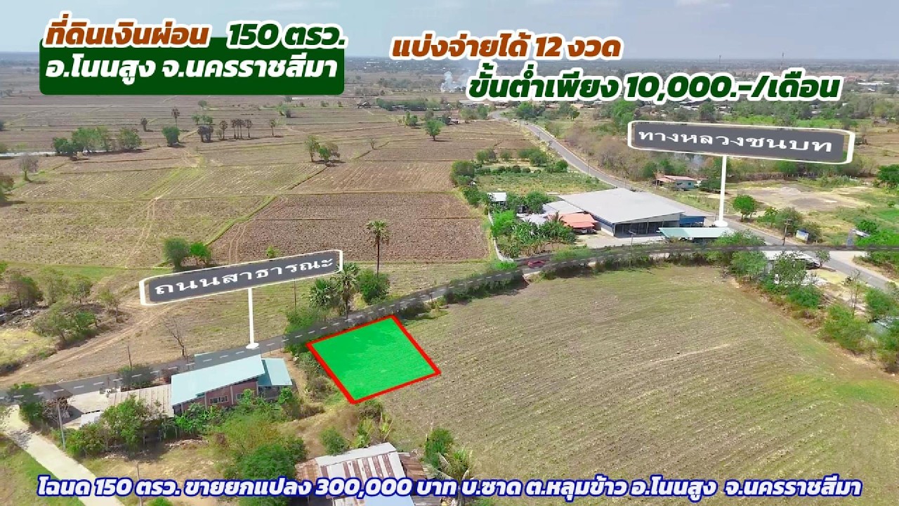Ep.2537 ที่ดินสวยทำเลดี อ.โนนสูง โคราช แบ่งจ่ายได้ 150 ตรว.ขายยกแปลง 300,000.- หน้าแปลงติดถนนคอนกรีต