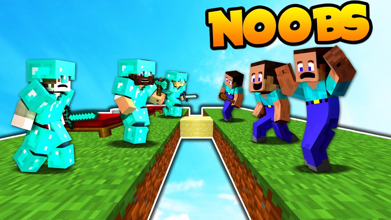 THREE PROS vs THE NOOB ARMY! Minecraft Bed Wars NEW!