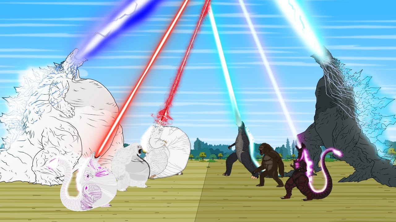 EVOLUTION of GODZILLA'S ATOMIC BREATH: Fat And Thin - who is stronger? |Godzilla Cartoon Compilation