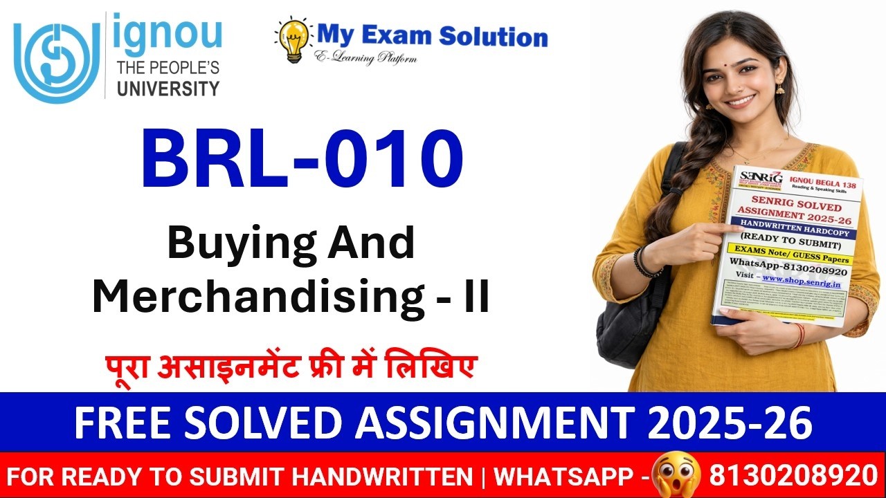 FREE IGNOU BRL-010 Solved Assignment 2025–26 | Buying and Merchandising - II | 100% Accepted