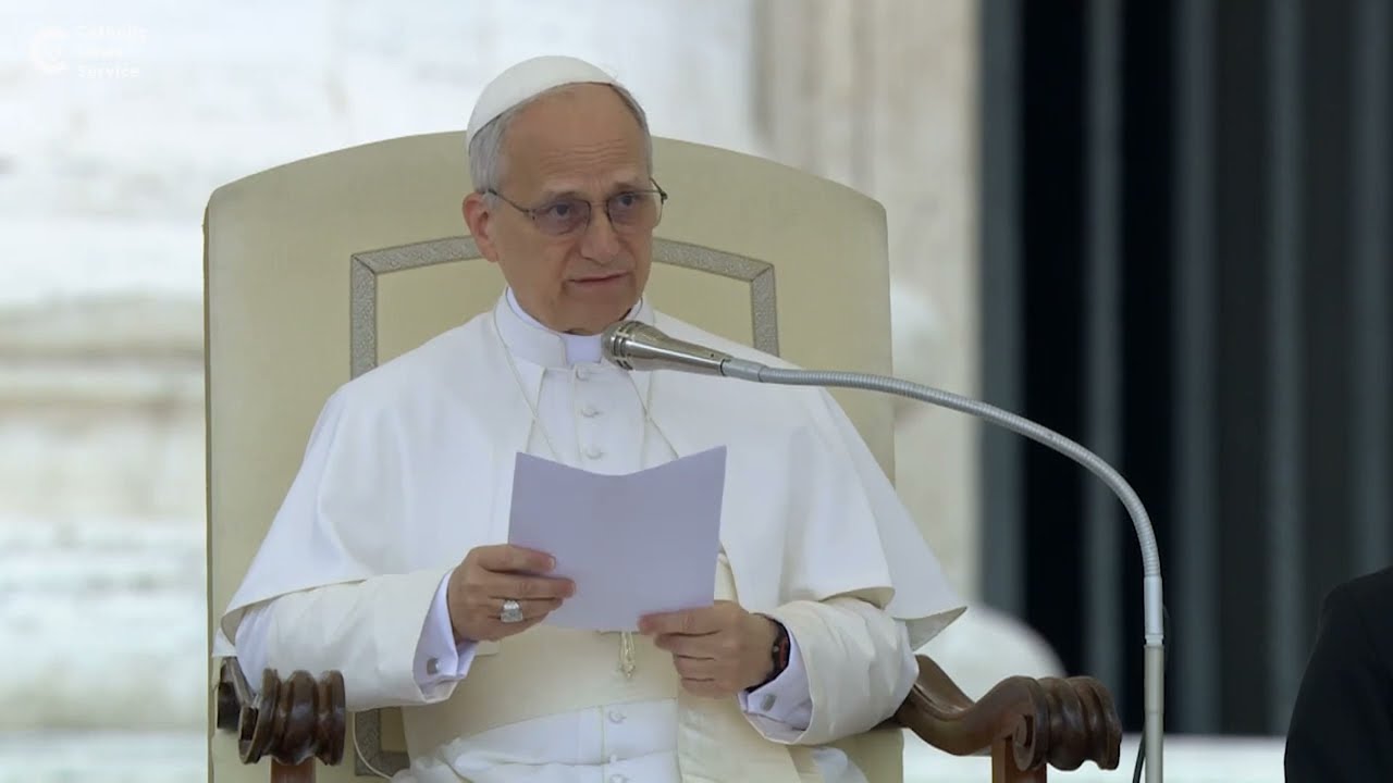 Pope Leo teaches in English at general audience