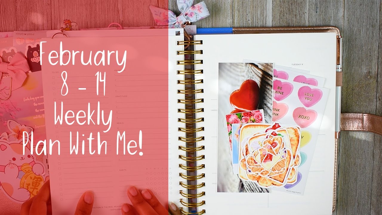 February 8~14 Plan With Me | Valentine's Week | Golden Coil Planner | Kraizy Colorful Plans