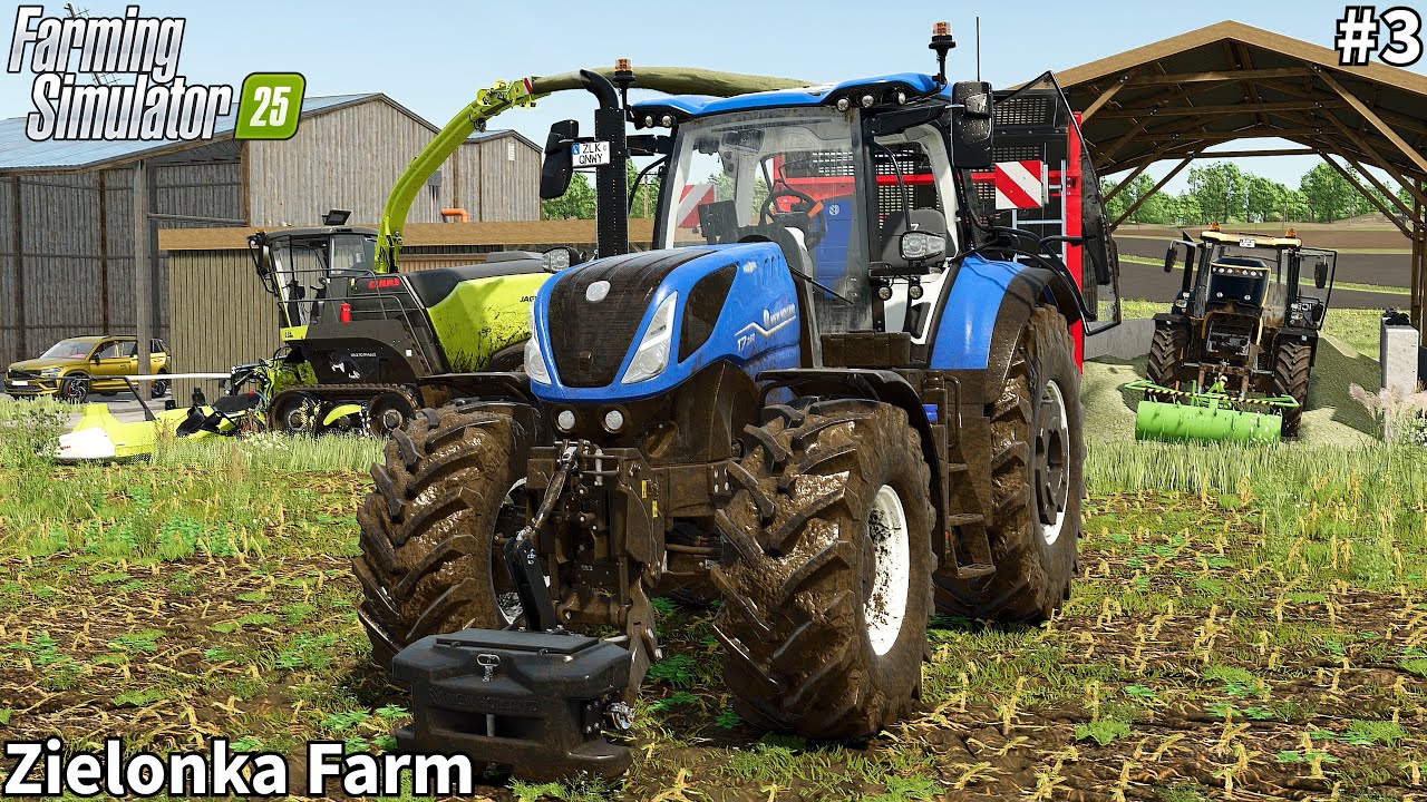 Harvesting Maize Silage in Tough Conditions & Feeding Animals│Zielonka│FS 25│Timelapse#3