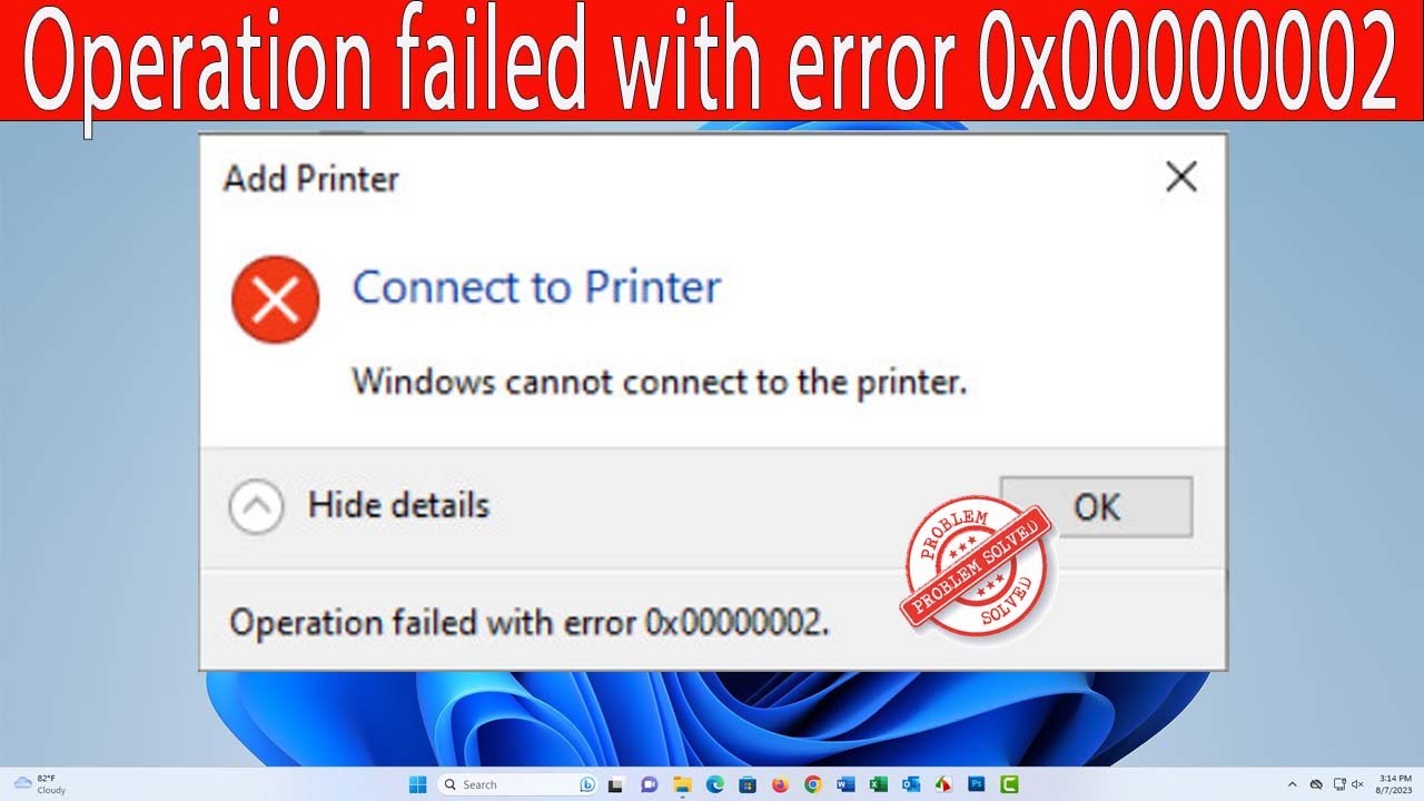 WINDOWS НЕ МОЖЕТ ПОДКЛЮЧИТЬСЯ К ПРИНТЕРУ | Операция завершилась с ошибкой 0x00000002 | Решено ✅