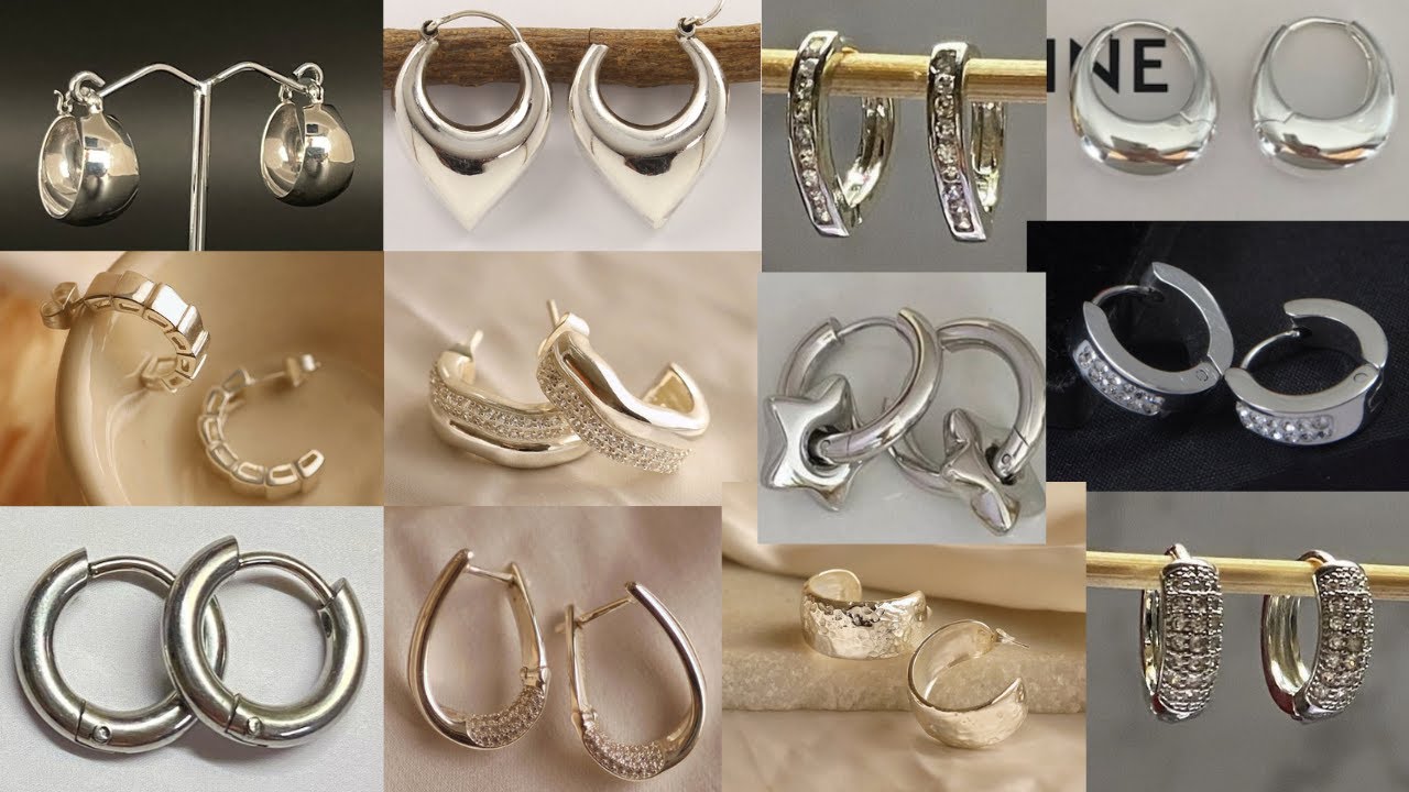 Silver earrings for girls l silver hoop earrings l latest silver earrings with price...