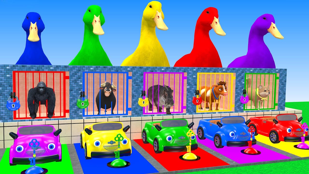Best Long Slide Game With Cow Gorilla Buffalo Hippopotamus Tiger 3d Animal Game Funny 3d Animals