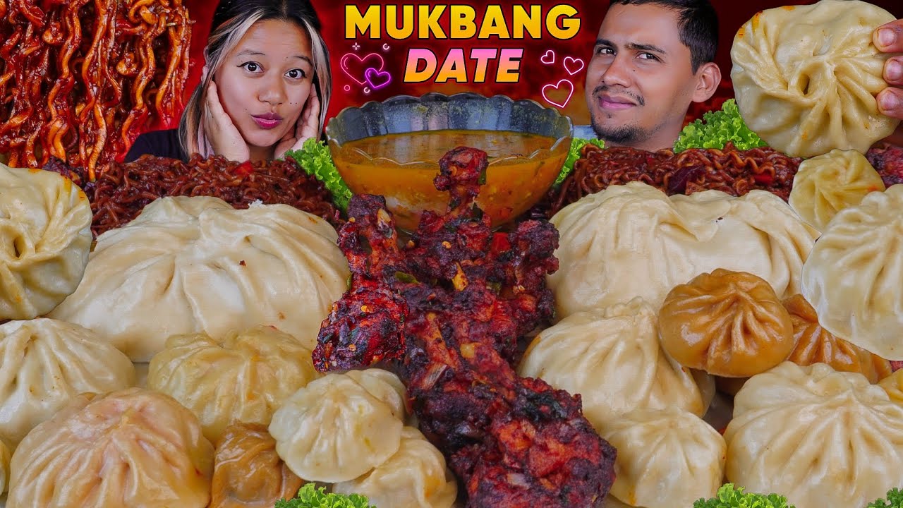 BIGGEST MOMO RECIPE + MUKBANG || EATING LOTS OF MOMO WITH SPICY LOLLIPOP & BLACK BEAN NOODLES 🔥