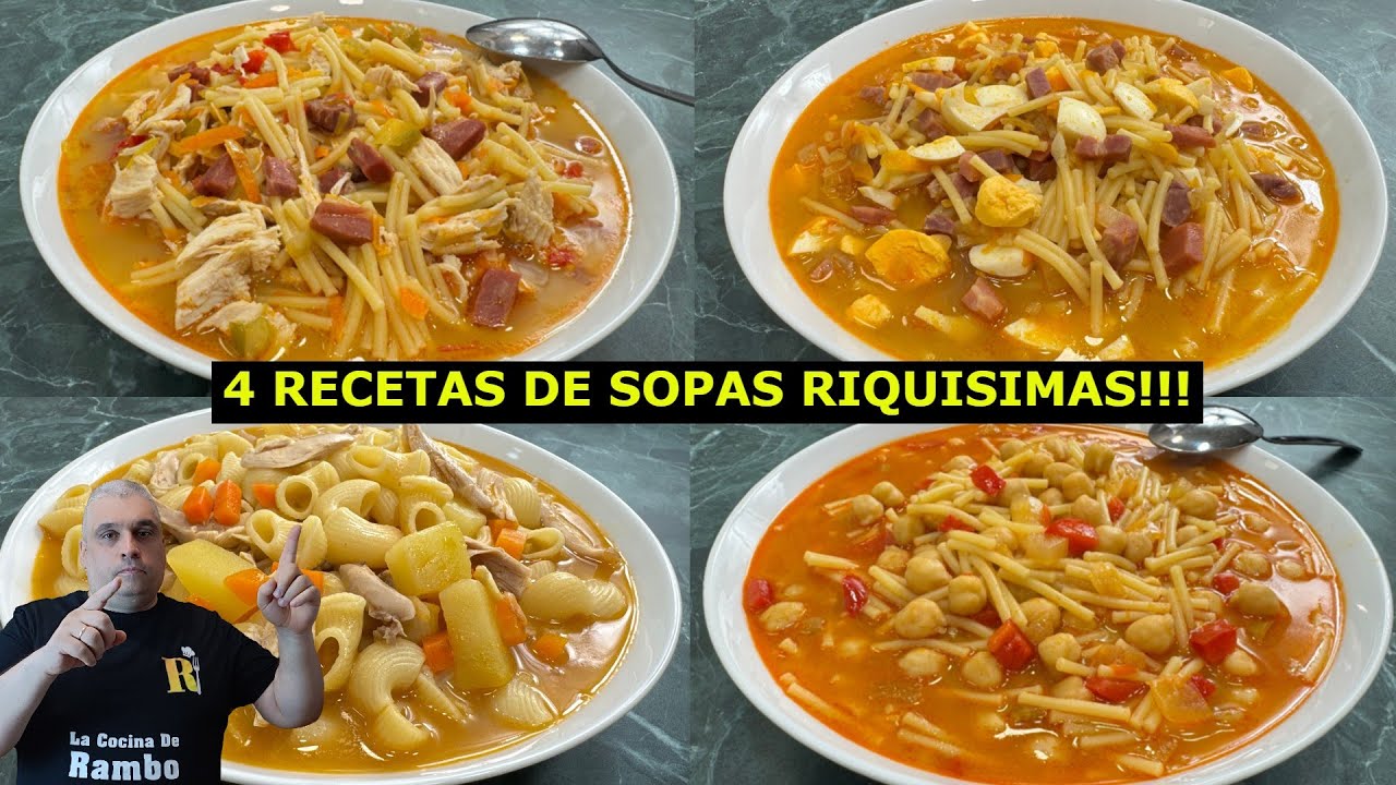 4 Sopas muy Baratas de Hacer y Saludables 🤩 Recetas de Sopas 😋 ¡Te encantará!