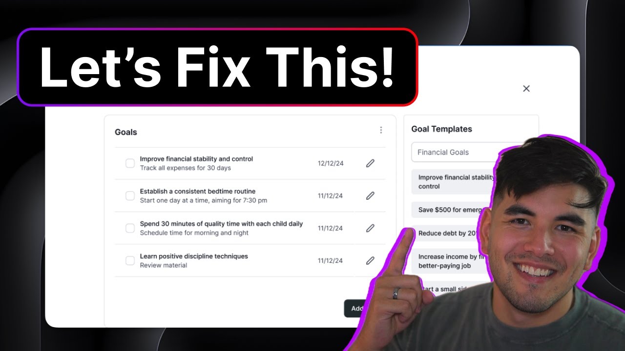 Shadow a product designer: redesigning Goals + Tasks (RAW) (with v0.dev and figma)