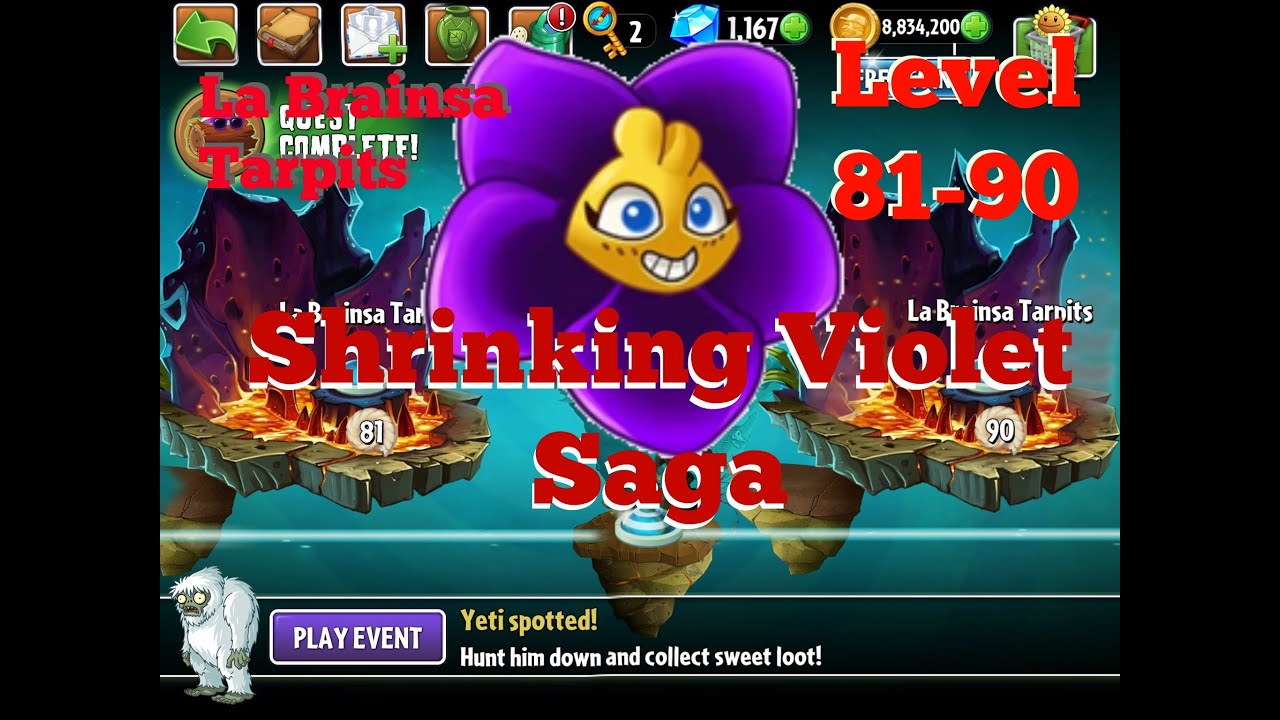 Plants vs Zombies 2 La Brainsa Tarpits Epic Hack Level 81-90 - The Shrinking Violet Saga