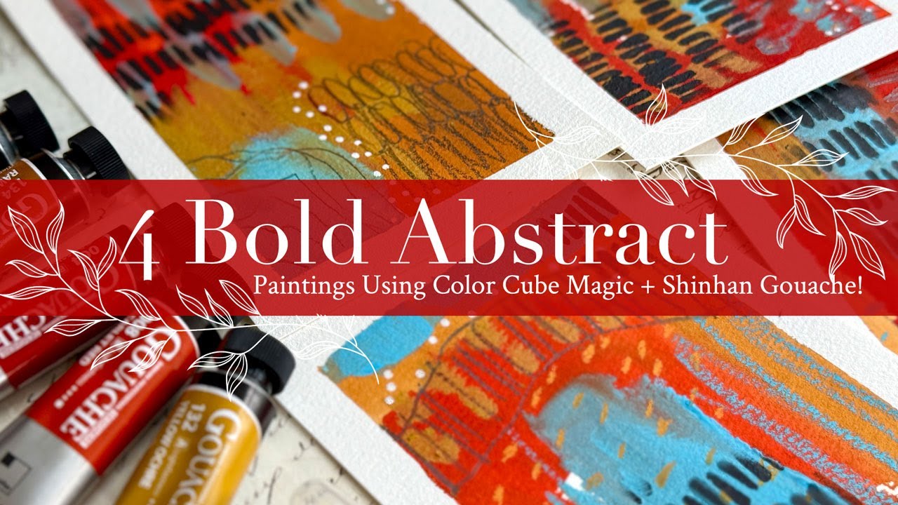 4 смелые абстрактные картины с использованием Color Cube Magic + Shinhan Gouache!