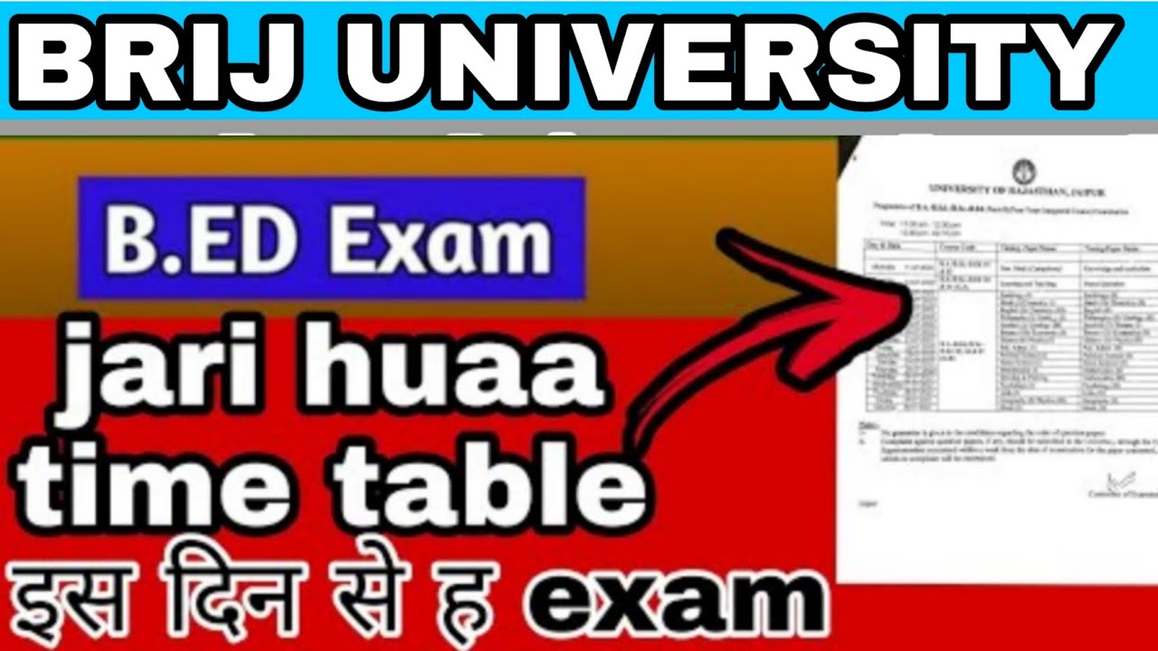 MSBU B.Ed Second Year 2022 ExamStart B.ed Second Year Form B.Ed Exam date ba bsc bed brij university