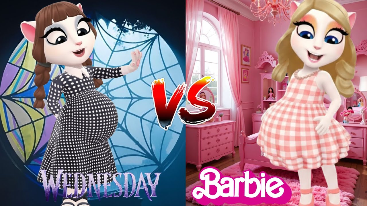 🤰 My Talking Angela 2 | Pregnant Wednesday vs. Pregnant Barbie | New Update | Cosplay 🎀🖤