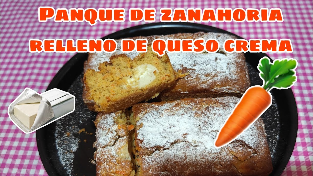 Panque de zanahoria relleno de queso crema en horno eléctrico 