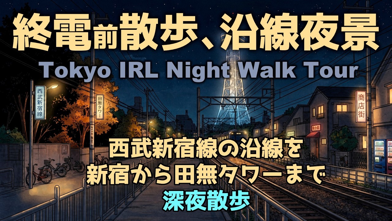 1440pライブ配信 終電散歩 沿線夜景 西武新宿線の新宿から田無タワーまで深夜散歩  Tokyo Night Walk Tour  Live