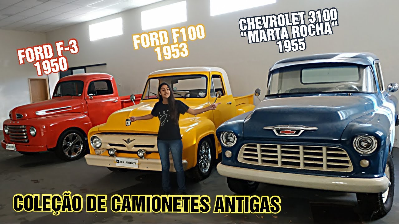 COLE&Ccedil;&Atilde;O DE CAMIONETES ANTIGAS - FORD F3 1950, FORD F100 1953, CHEVROLET 3100 