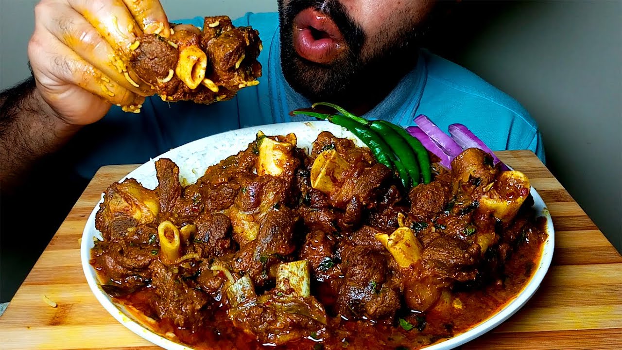 Mirchi Korma Mutton AND RICE EATING SHOW|#HungryPiran