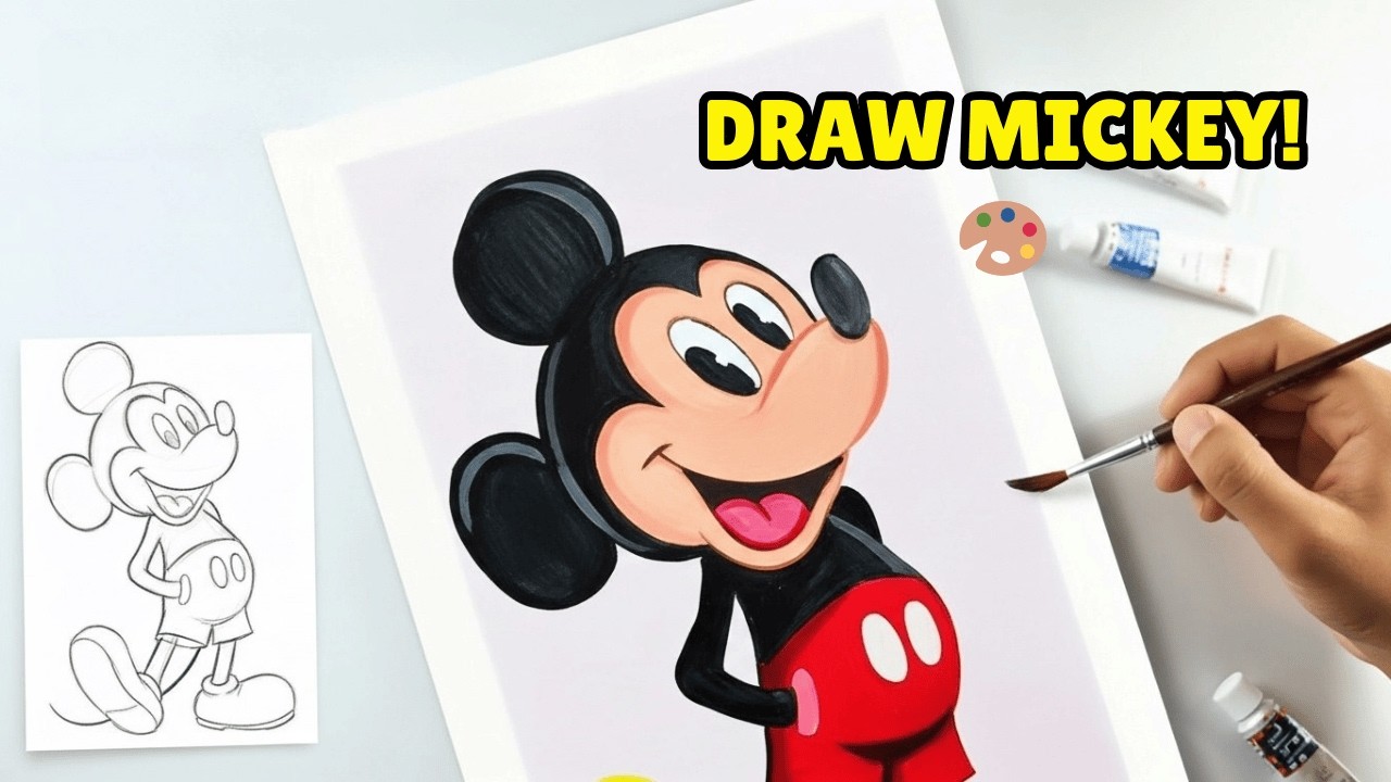 How to Draw & Paint Mickey Mouse | Easy Step-by-Step Art Tutorial for Kids | Artis Art Studio