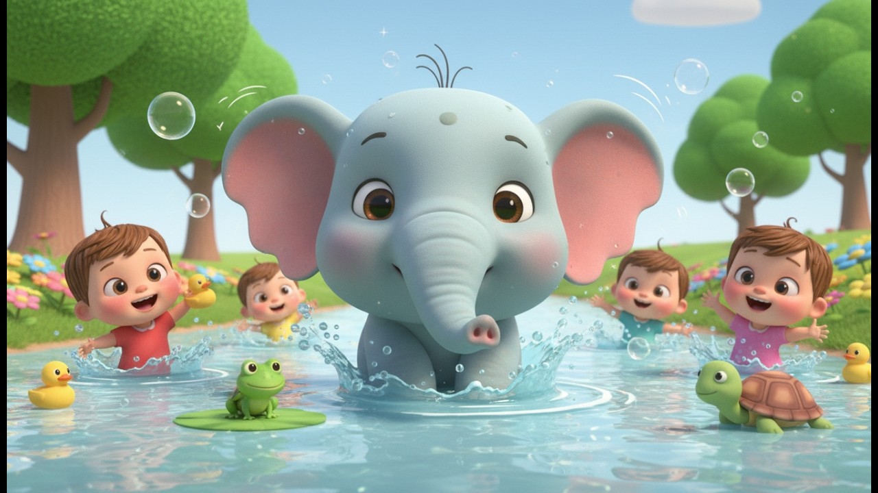 Baby Elephant Splash 🐘🌊 | River Fun | Kids Nursery Rhyme & Fun Song for Toddlers & Preschool