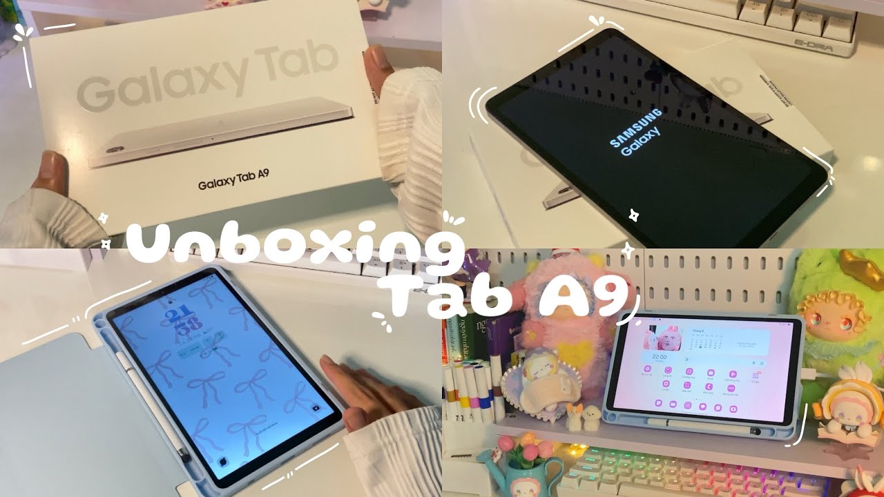 Samsung Galaxy Tab A9 unboxing || Mở hộp, ốp lưng, dán màn hình + Bút ✨Bóng đồ chơi giấy