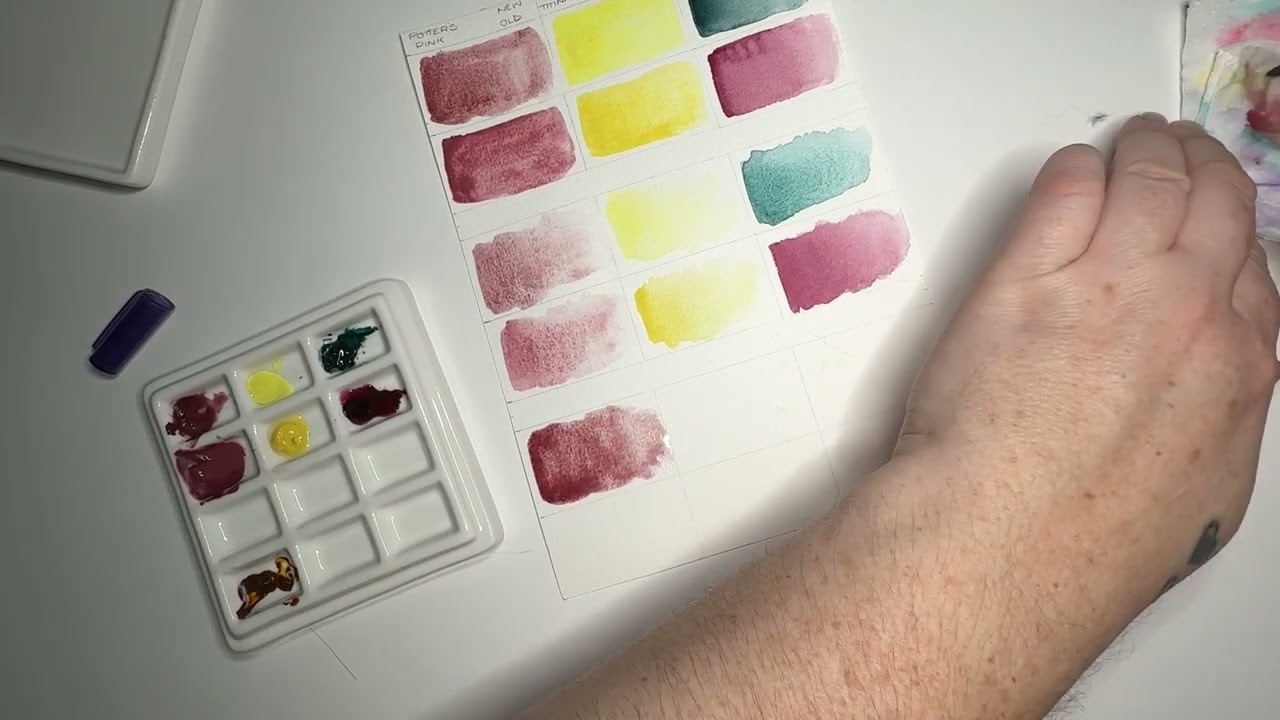Comparing how poured old vs new formula Winsor & Newton watercolour tube paints re-wet