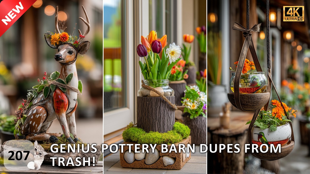 EASY! GENIUS Pottery Barn DUPES! ♻️ DIYs Garden Decor from Dollar Tree + RECYCLED TRASH HACKS!