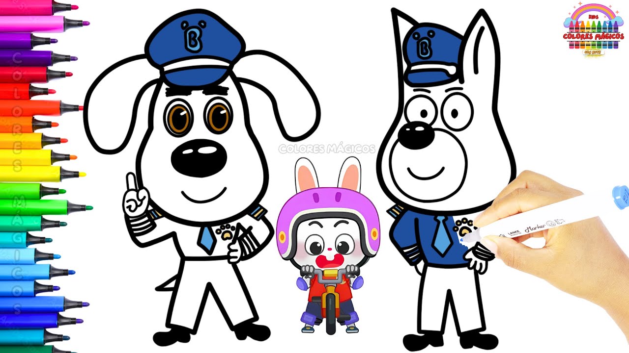 🚲 DIBUJA Y COLOREA A SHERIFF LABRADOR, DOBBY Y CONEJITO🚴‍♂️🚂 Aprende a manejar bicicleta 🍭|Animación
