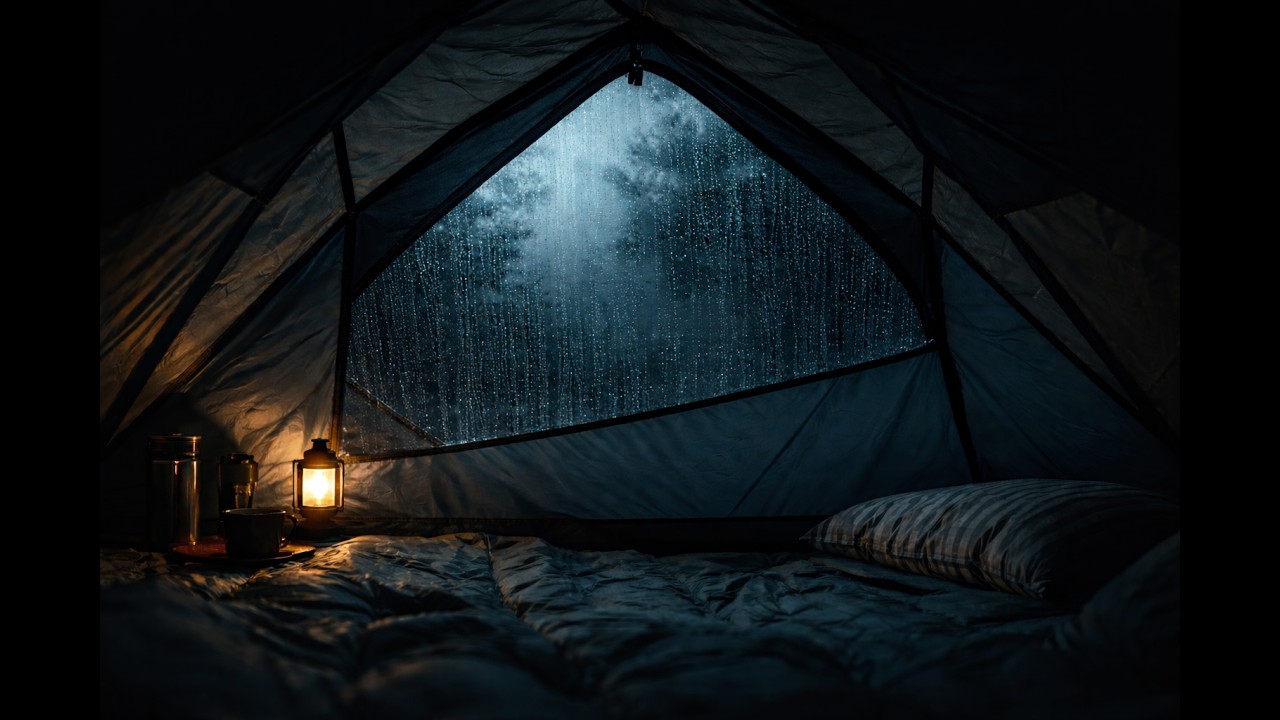 Rain Outside a Tent at Night for Deep Sleep • 8 Hours of Cozy Camping Rain Sounds