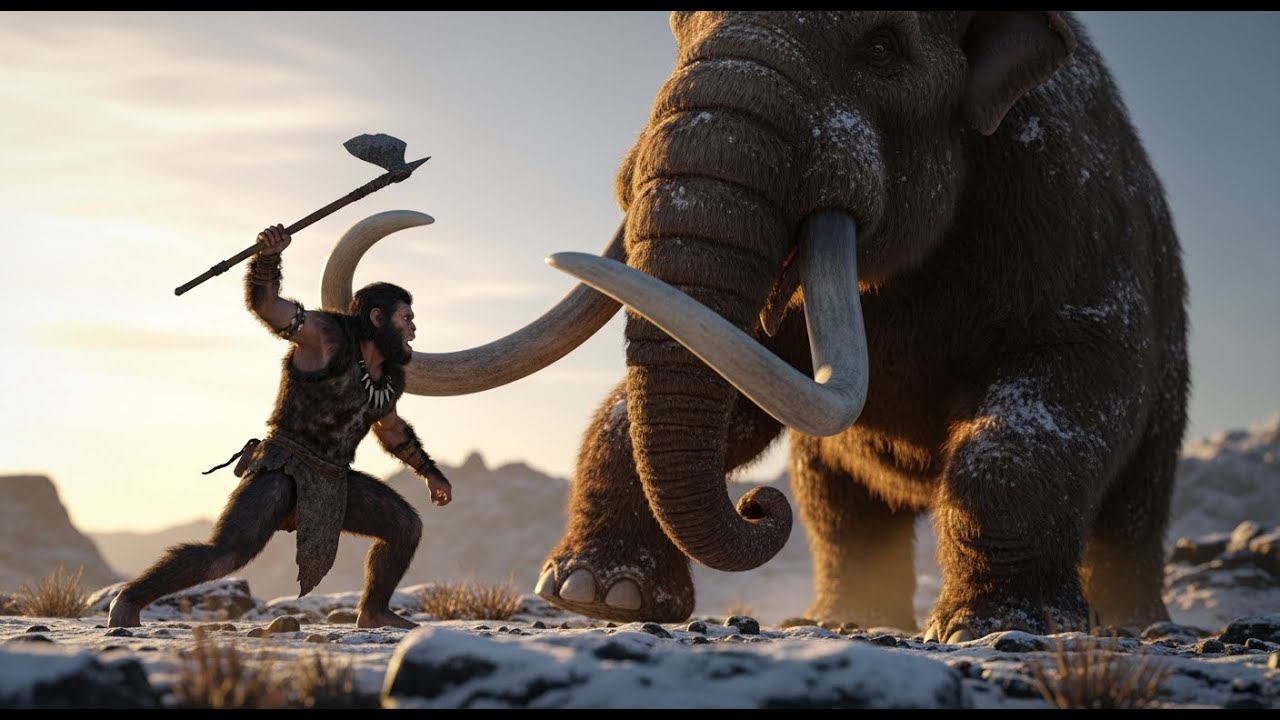 The Untold Story of Life Millions of Years Ago: Ancient ape-man battles a mammoth.