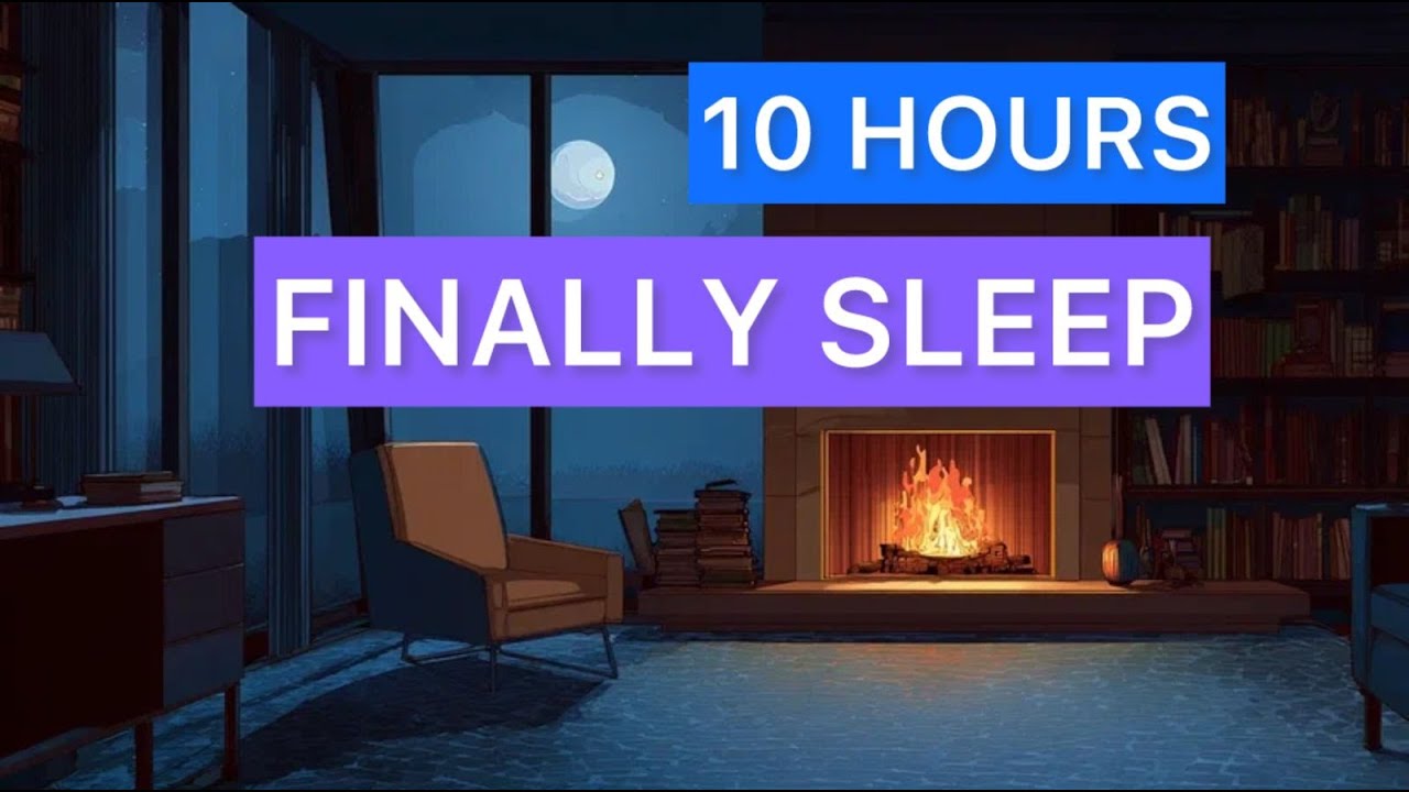 Deep Sleep Meditation Music 🔥 Cozy Dark Room with Fireplace | 10 Hours