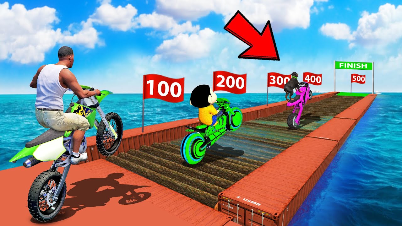 SHINCHAN AND FRANKLIN TRIED WOODEN LOG BRIDGE POINTS CHALLENGE IN GTA 5