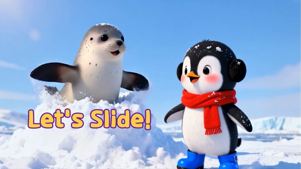 Penguin Snow Slide 🛷 | Winter Song for Kids | Fun with Friends!