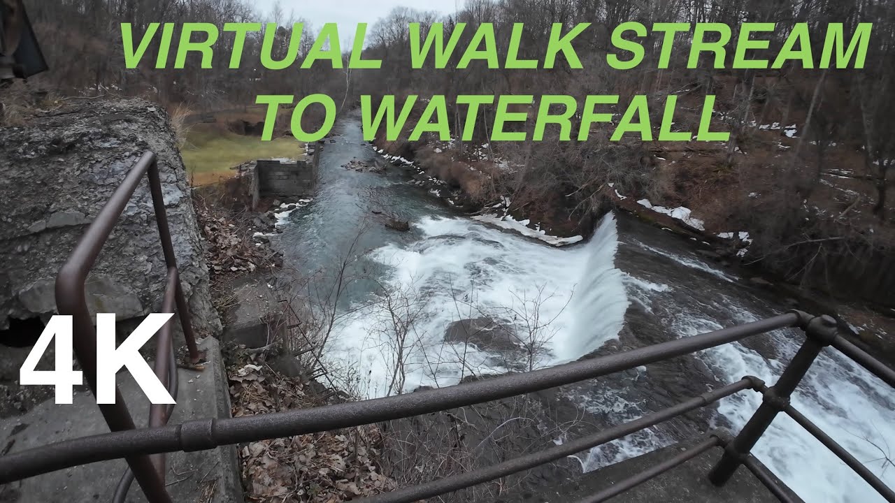 4K VIRTUAL WALK STREAM WATERFALL NATURE 