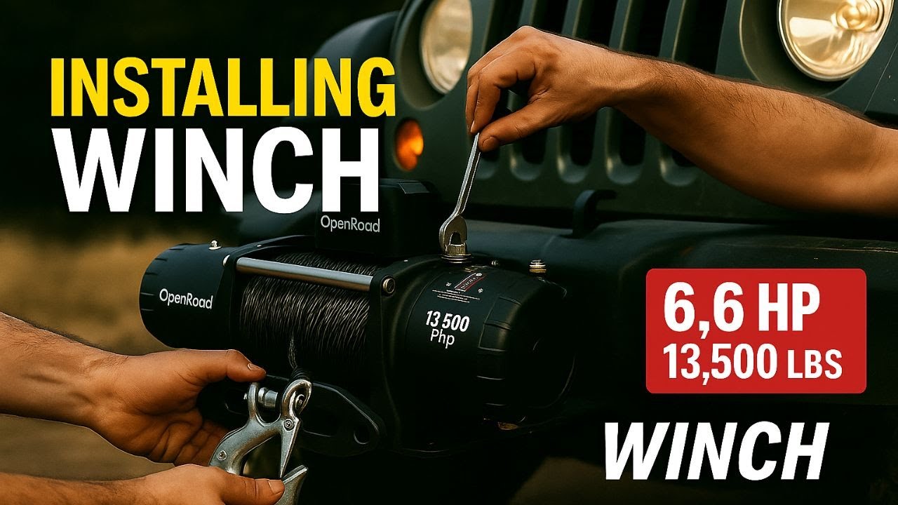 Installing the OpenRoad 13,500 lb Winch (6.6 HP) on My Jeep | Jeep mods 2025 | RV'ing with Luck
