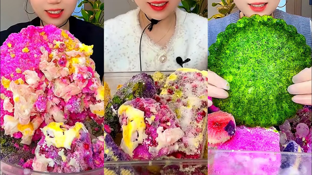 SOLO/ LEFTOVER DUMP WITH DIFFERENT SHAPES OF MATCHA ICE EATING 