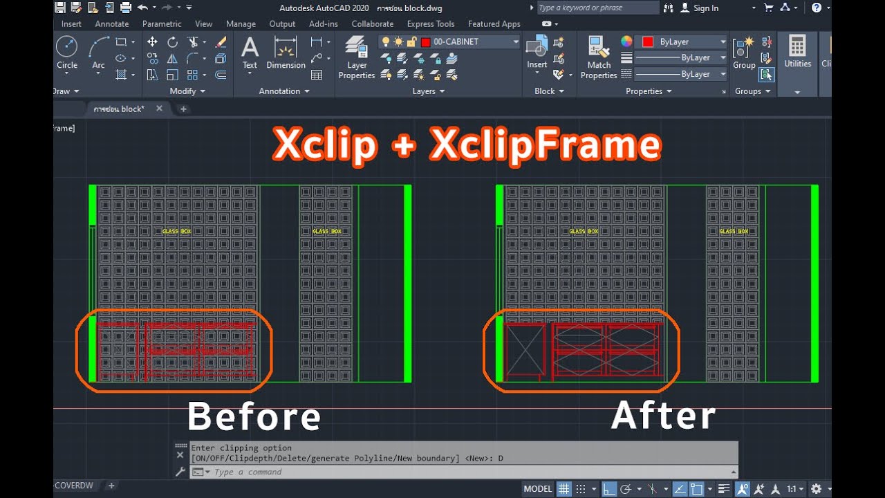 การใช้คำสั่ง Xclip และ XclipFrame ในโปรแกรม Autocad เพื่อซ่อนในส่วนที่ไม่ต้องการให้มองเห็น #สอนแคด