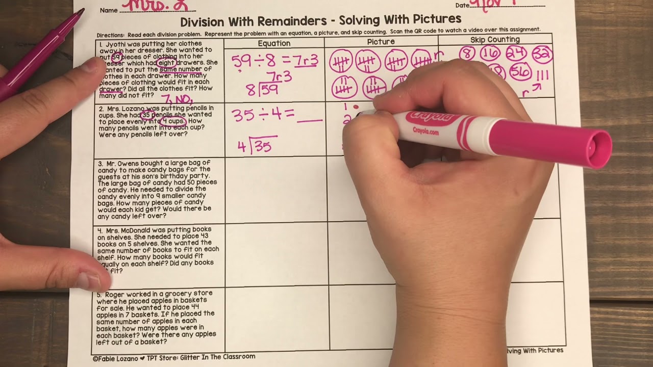 Beginning Division With Remainders - Solving With Pictures