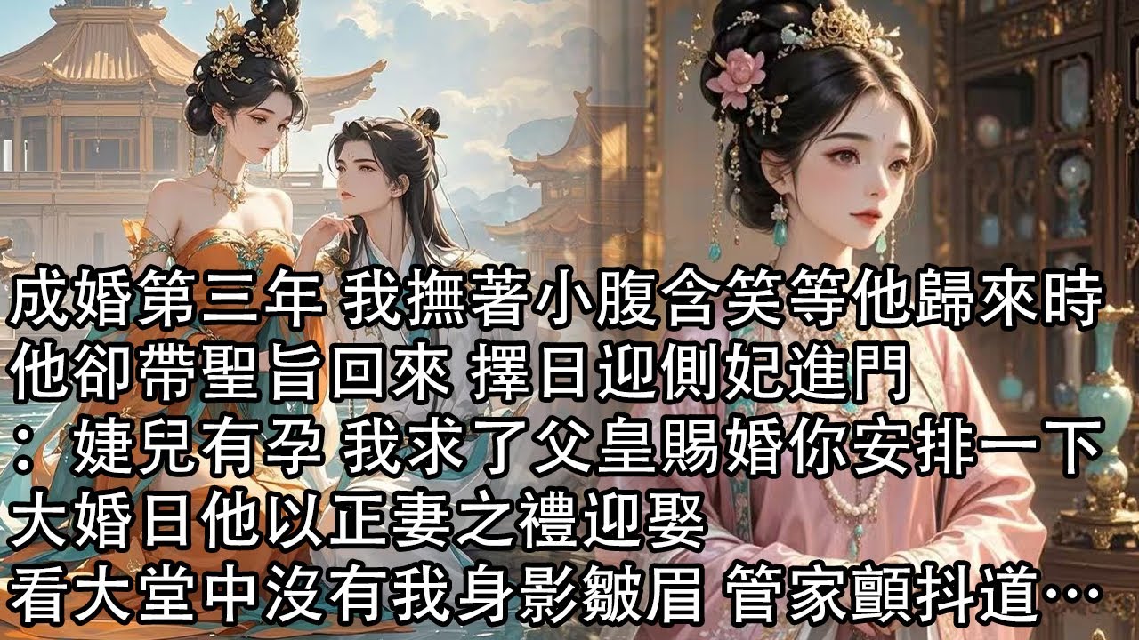 【一口氣看完】成婚第三年 我撫著小腹含笑等他歸來時，他卻帶聖旨回來 擇日迎側妃進門：婕兒有孕 我求了父皇賜婚你安排一下，大婚日他以正妻之禮迎娶，看大堂中沒有我身影皺眉 管家顫抖道…
