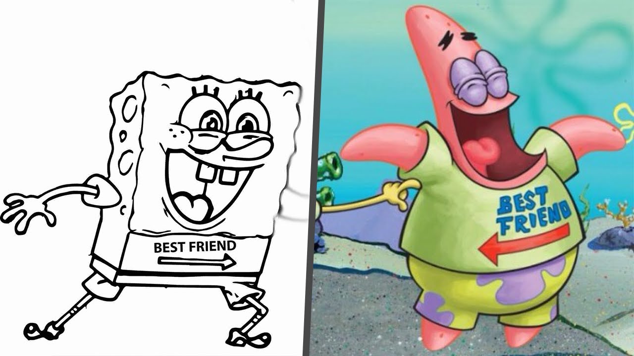 Spongebob and Patrick! How to draw and color